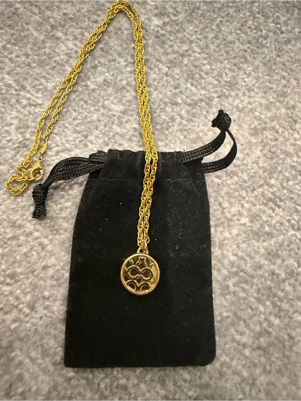 Coach Pendant Charm Yellow Gold Chain Necklace